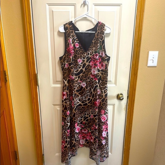 INC International Leopard Print Sleeveless Dress Pink Rose Accents size 14 - Picture 1 of 7